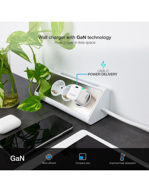 Cargador pared tooq usb - c blanco 30w