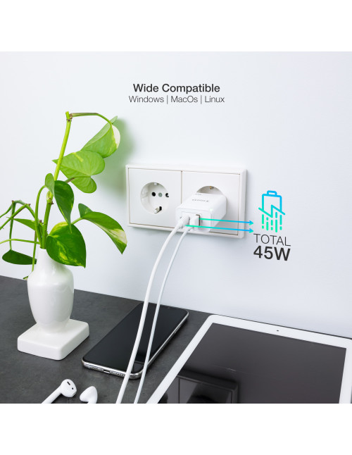 Cargador pared tooq doble usb - c +