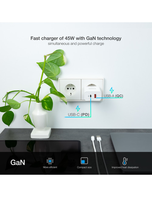 Cargador pared tooq doble usb - c +