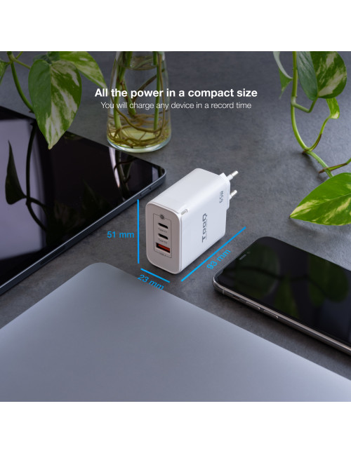 Cargador pared tooq triple 2xusb - c +