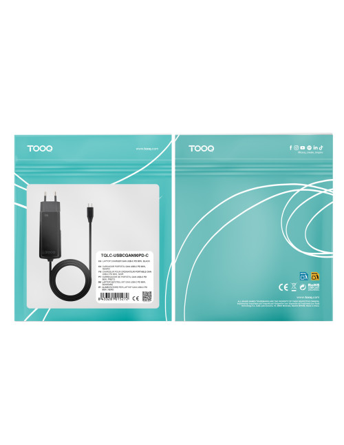 Cargador pared tooq tqlc - usbcgan90pd - c 90w usb - c