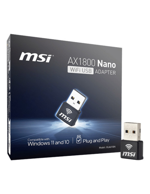 Nano adaptador wifi6 usb msi guax18n
