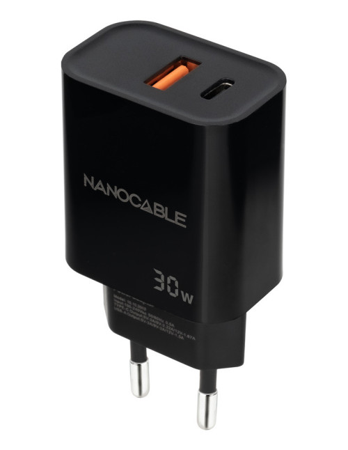 Cargador nanocable usb - c pd+usb - a qc 30w