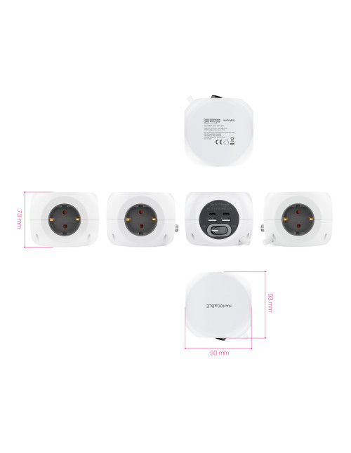 Regleta base enchufes nanocable 3tomas shucko