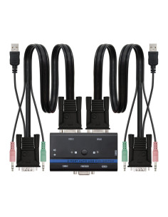Conmutador kvm nanocable vga usb 1u - 2pc+cable
