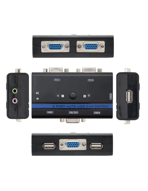 Conmutador kvm nanocable vga usb 1u - 2pc+cable