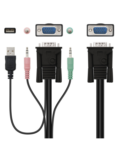 Conmutador kvm nanocable vga usb 1u - 2pc+cable