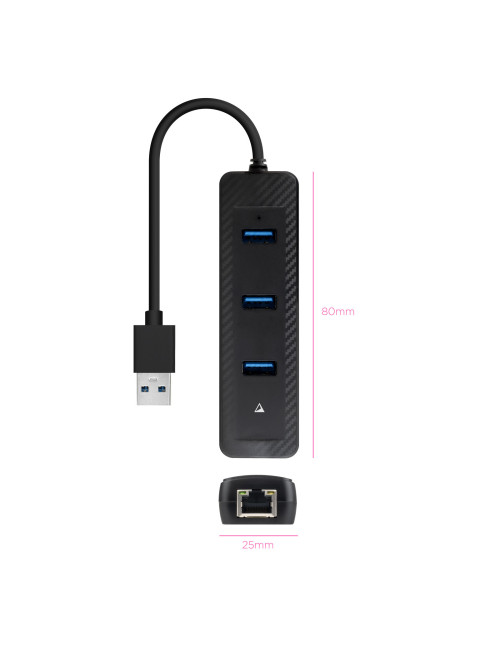 Conversor nanocable usb3.0 a ethernet 3xusb3.0