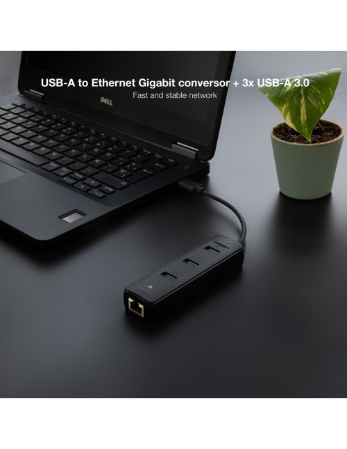 Conversor nanocable usb3.0 a ethernet 3xusb3.0