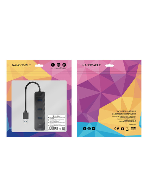 Conversor nanocable usb3.0 a ethernet 3xusb3.0