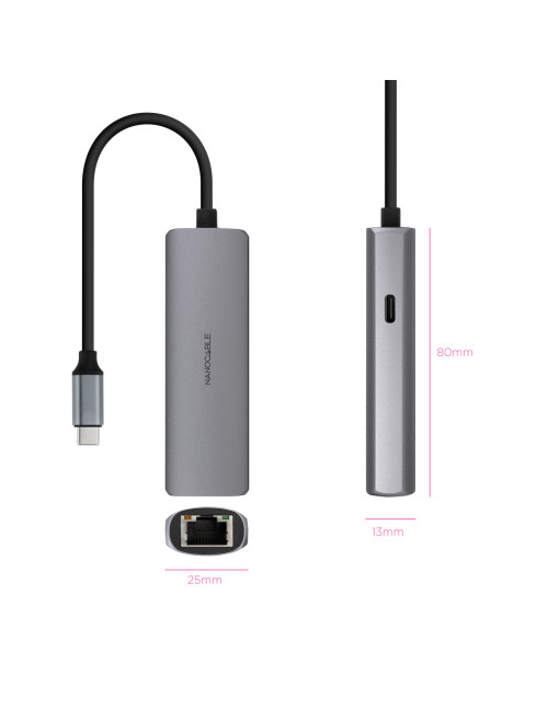 Adaptador nanocable usb - c 3.1 a rj45