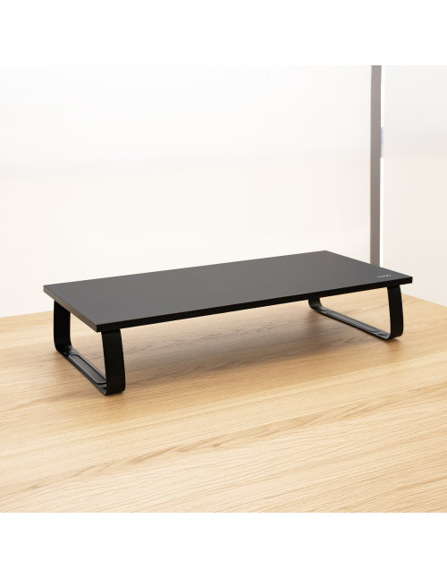 Soporte elevador tooq madera monitores negro