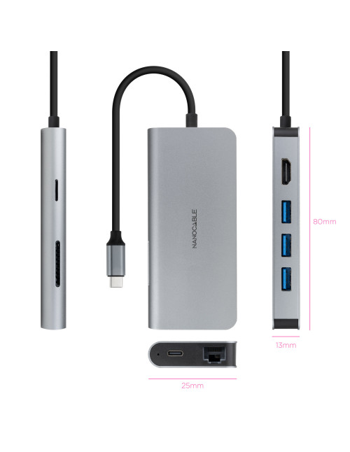 Hub nanocable usb - c 8 en 1