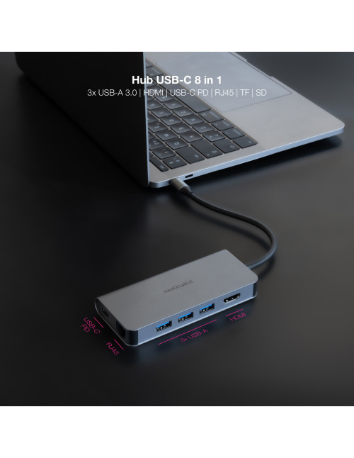 Hub nanocable usb - c 8 en 1