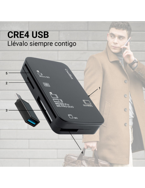 Lector tarjetas memoria y usb coolbox