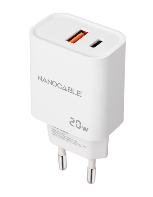 Cargador nanocable usb - c pd + usb - a
