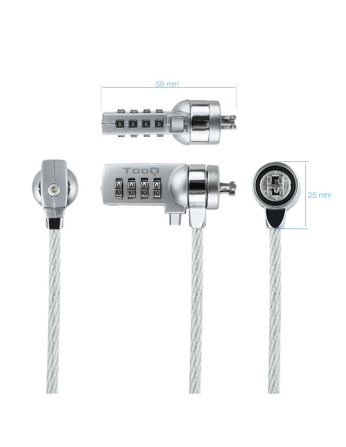 Cable seguridad tooq combinacion 1.5m ranura