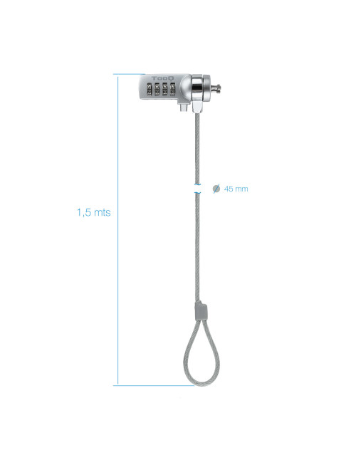 Cable seguridad tooq combinacion 1.5m ranura