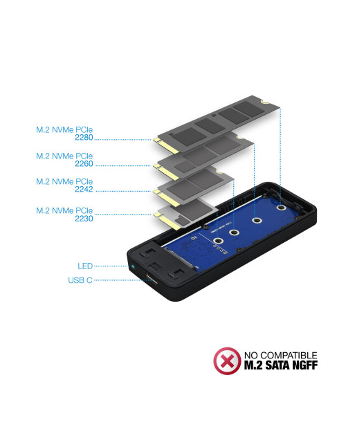 Caja externa tooq tqe - 2280b ssd m.2