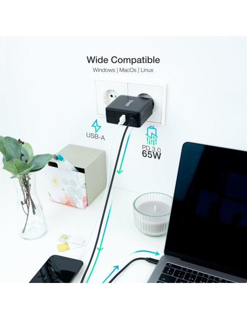 Cargador portatil tooq tqlc - usbc65pd 65w usb