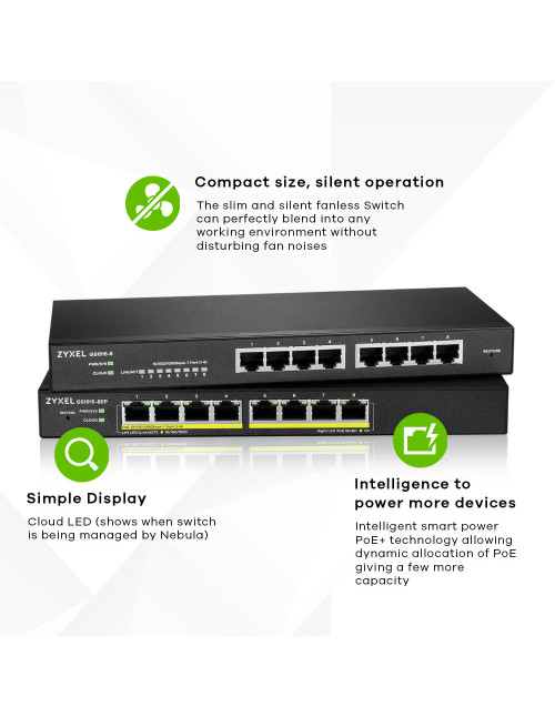 Switch 8 puertos zyxel gs1915 - 8ep gigabit