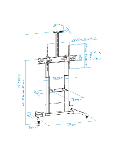Soporte suelo tv tooq fs20400hm - b 60 pulgadas - 100 pulgadas