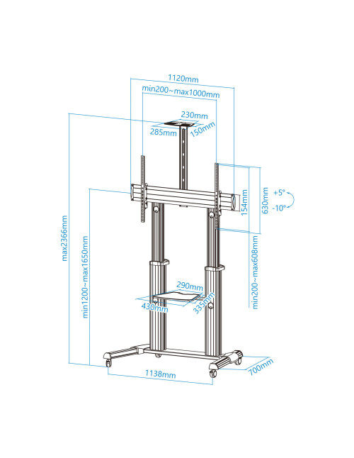 Soporte suelo tv tooq fs20300m - b 60 pulgadas - 100 pulgadas