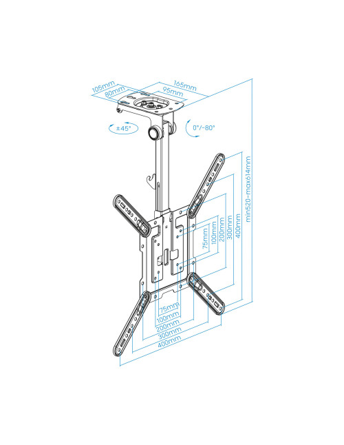 Soporte techo tooq hasta 55 pulgadas 400x400