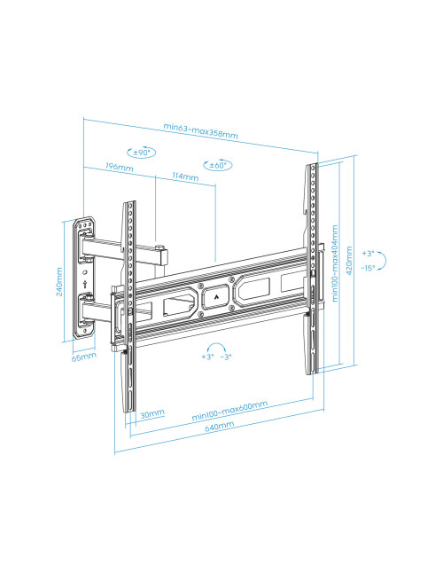 Soporte pared tooq pantallas 37 pulgadas -  70 pulgadas