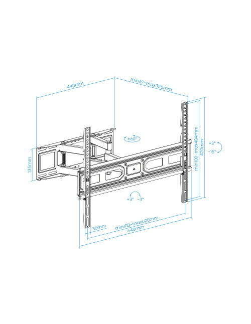 Soporte pared pantallas 37 - 80 pulgadas pulgadas gira incli