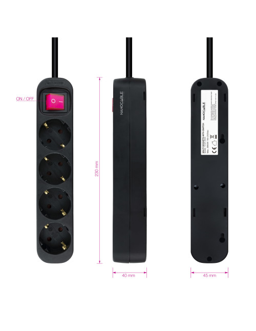 Regleta 4 tomas 1.4m con interruptor