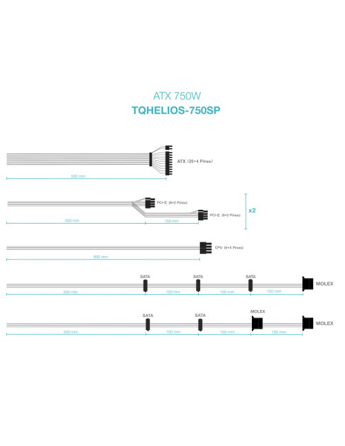 Fuente alimentacion tooq tqhelios - 750sp gaming atx