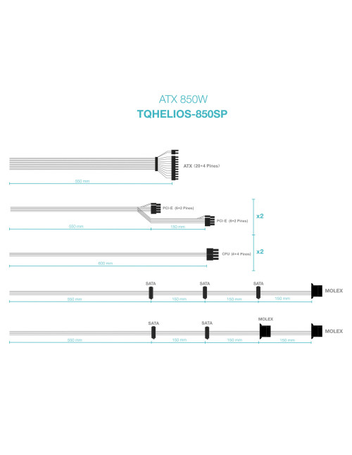 Fuente alimentacion tooq tqhelios - 850sp gaming atx