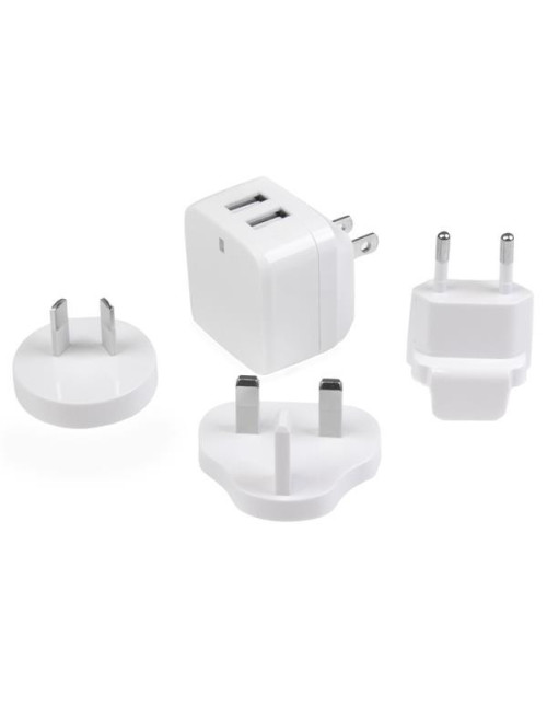 Cargador pared startech usb2pacwh 17w 2x