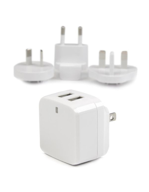 Cargador pared startech usb2pacwh 17w 2x