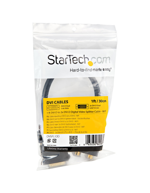 Splitter dvi - d startech 0.3m macho - hembra negro