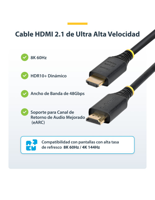 Cable hdmi 8k 0.5m macho - macho negro