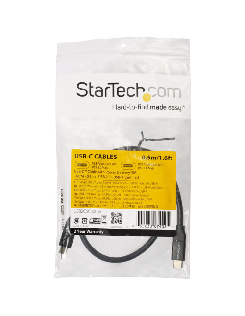 Cable usb tipo c startech 0.5m