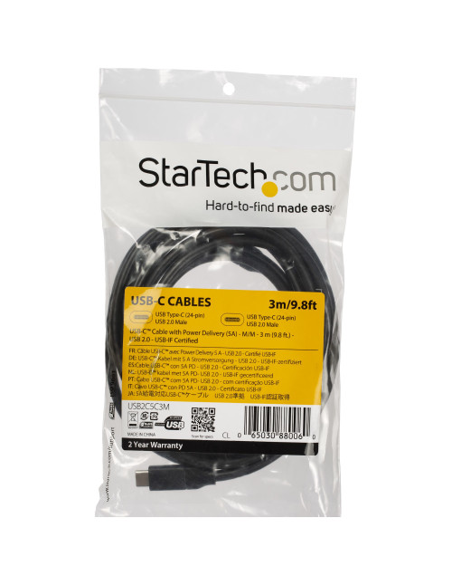 Cable usb tipo c startech 3m
