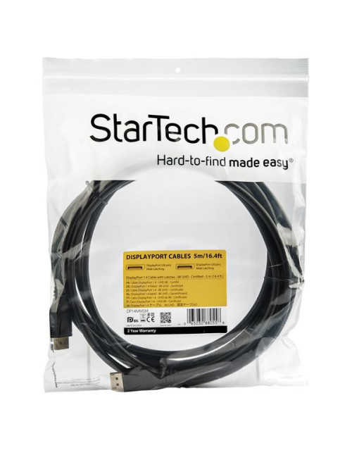 Cable displayport startech 5m macho - macho negro