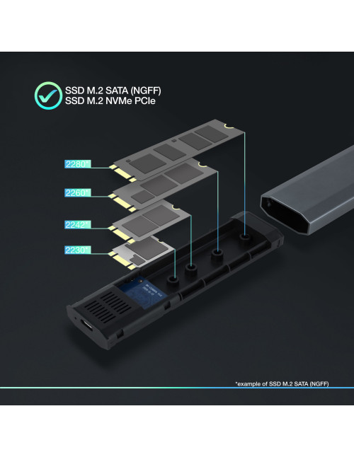 Caja externa tooq tqe - 2223g ssd m.2
