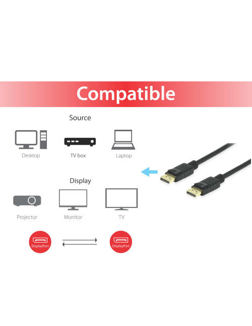 Cable displayport equip 1.4 8k macho - macho