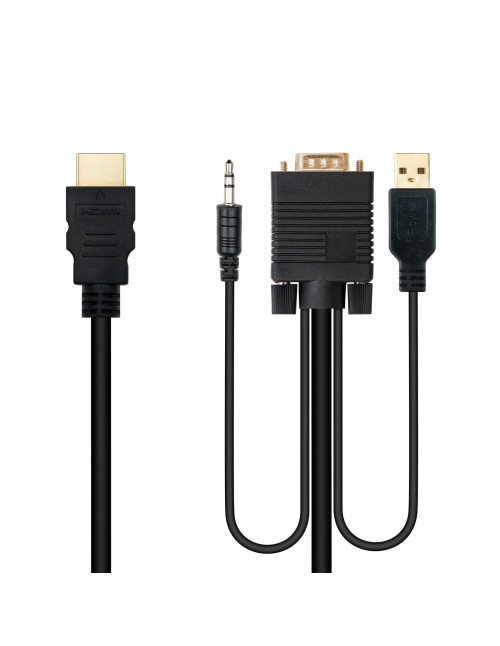 Cable conversor nanocable hdmi a vga+audio+usb