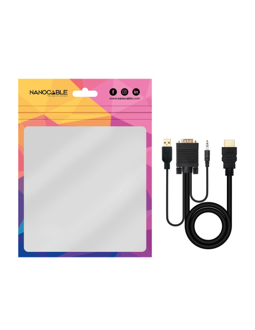 Cable conversor nanocable hdmi a vga+audio+usb