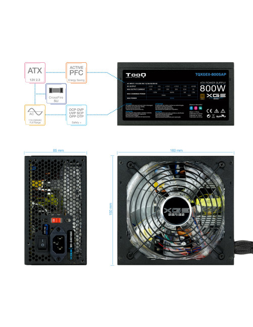 Fuente alimentacion tooq tqxgeii - 800sap 800w 80+