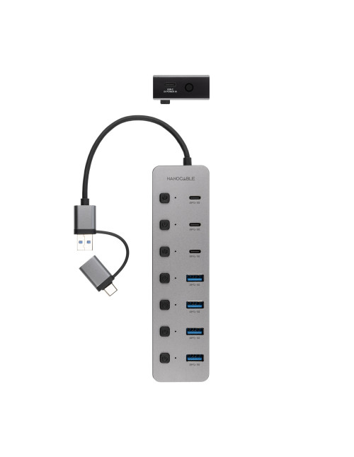 Hub nanocable usb - c a 4xusb - a+3usb - c+usb - c 5v