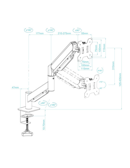 Soporte mesa tooq db1340tnr - b gira incli