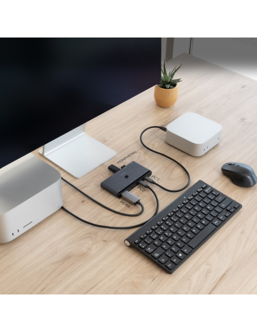 Conmutador kvm switch nanocable 2xusb - c a
