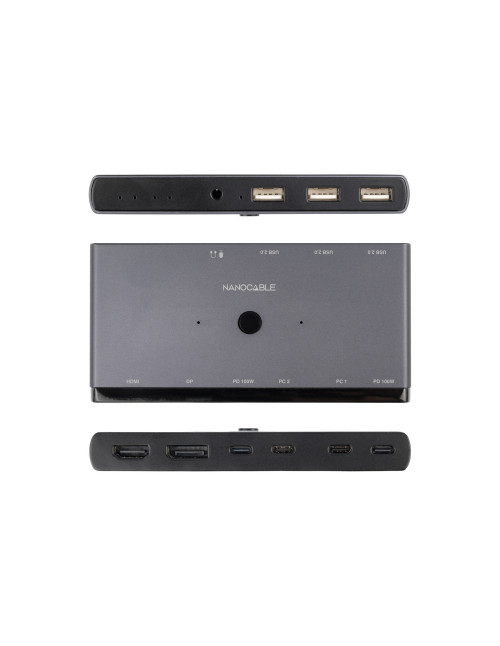Conmutador kvm switch nanocable 2xusb - c a