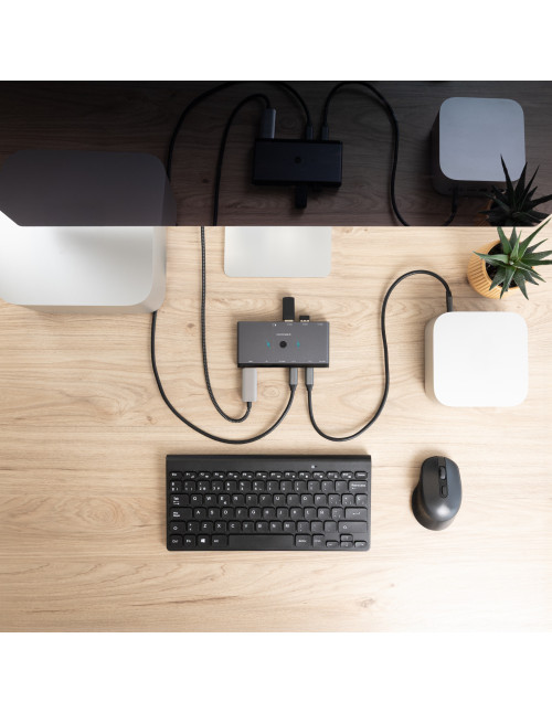 Conmutador kvm switch nanocable 2xusb - c a